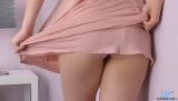 Watch gentle girl enjoying unforgettable solo session with great pleasure. She is smiling happily masturbating her shaved vagina with fingers.