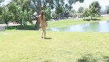 Passionate brunette wearing the short white dress is showing her sweet vagina on the camera. She is also touching herself with great passion.